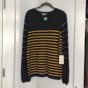 41 Hawthorn yellow and gray striped sweater. NWT!